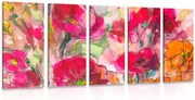 Quadri 5 pezzi – Natura morta di fiori dipinti
