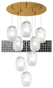 Sospensione bianco 8 luci tonda vetri bianco fog 1181bi-s8 t-bf