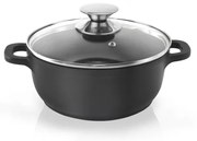 Pentola antiaderente Pfluon Granit con coperchio in vetro , ⌀ 24 cm Grande - Orion