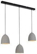 Lampada a sospensione moderna nera con cemento grigio 3 luci - Eton