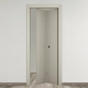 Porta tamburata pieghevole a libro simmetrica Dover grigio L 70 x H 210 cm sinistra