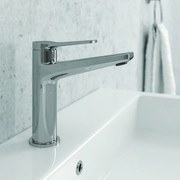 Kamalu - miscelatore lavabo cromato design moderno in ottone | kam-kanda cromo