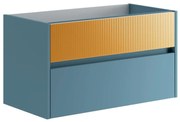 Mobile da bagno sotto lavabo Niwa blu laccato opaco L 89.5 x H 50 x P 45.5 cm 2 cassetti, lavabo non incluso