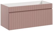Mobile sotto lavabo sospeso scanalato 100 cm Rosa - SATARA
