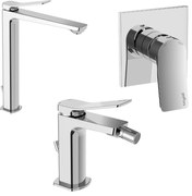 Paffoni tilt set miscelatori lavabo bidet con scarico automatico e doccia incasso 1 uscita cromo