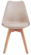 Sedia Nordica Marrone Khaki Con Gambe In Legno E Cuscino Design Moderno