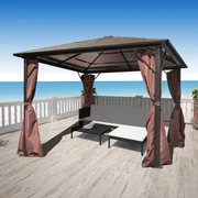Gazebo Con Tenda Marrone İn Alluminio 300 X 300 Cm /