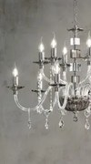 Lampadario in vetro e cristallo fume' livia 6 luci lp.livia-6-fume