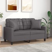 Divano a 2 posti con cuscini grigio 120 cm in similpelle