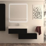 Mobile da bagno sotto lavabo Modula nero opaco laccato opaco L 90 x H 25 x P 44 cm 1 cassetto, lavabo non incluso