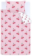 Set copripiumino e federa bianco e rosa per letto singolo 135x200 cm Disco Cherries Stripes – Catherine Lansfield