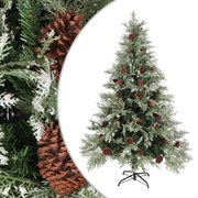 Albero di Natale con Pigne Verde e Bianco in PVC e PE Artificiale, 150 cm / Con Pigne