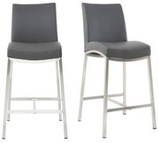 Sgabello da bar alluminio spazzolato PU grigio scuro 66cm set di 2 OLLY