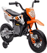 Moto Elettrica per Bambini 3-6 Anni 107x56x70 cm Batteria 12V e Rotelle Rimovibili Arancione...