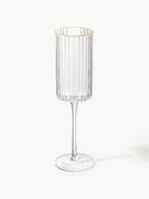 Set di 4 flute da champagne in vetro soffiato con bordo dorato Aleo