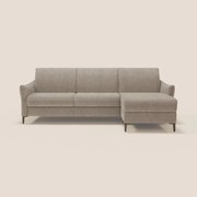 Dalia divano letto angolare con materasso alto 18 cm piedini alti e penisola contenitore in tessuto smacchiabile T17 beige