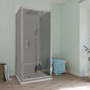 Box doccia con ingresso frontale Bilbao L 90 x H 190 cm vetro senza finitura / trasparente profilo grigio cromato