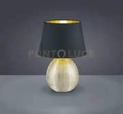 Luxor lampada tavolo grande base ceramica oro e paralume nero inter...