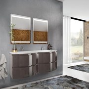 Mobile bagno sospeso con lavabo L 105 cm grigio scuro per vasca a sinistra Armonia
