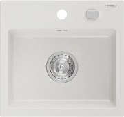 Mexen Milo lavello in granito 1-vasca 435 x 410 mm, bianco, sifone cromo - 6505441000-20