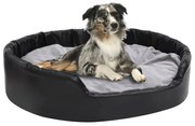 Lettino per cani nero e grigio 99x89x21 cm peluche e similpelle