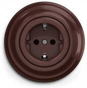 Kliklap - Presa domestica in stile retrò con placca SCHUKO 230V/16A marrone