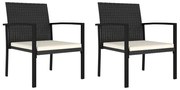 Sedie da pranzo per giardino 2 pz in polyrattan nero