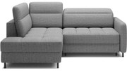 Divano angolare grigio allungabile/con contenitore (con penisola a sinistra/a L) e rivestimento in velluto Barea – ELTAP