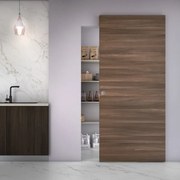 Porta scorrevole Space Cacao Tonda in legno marrone, L 101 x H 230 cm, con binario Invisibile Sinistra