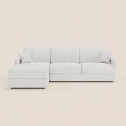 TOMMY Divano Letto con penisola contenitore - design minimal e sfoderabile in tessuto smacchiabile simil cotone T33