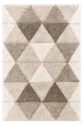Tappeto Bagno Moderno "Triangoli" in Cotone Taupe con Effetto Scolpito e Antiscivolo