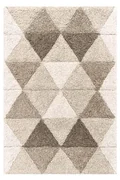 Tappeto Bagno Moderno "Triangoli" in Cotone Taupe con Effetto Scolpito e Antiscivolo