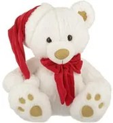 Peluche orso bianco con cappello Natale 48 cm