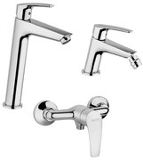 Set rubinetteria Jacuzzi lavabo alto e bidet  per piletta click clack con miscelatore esterno doccia