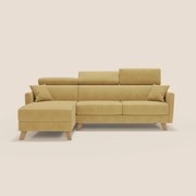 Francy divano letto angolare sfoderabile - penisola contenitore e poggiatesta reclinabili in tessuto smacchiabile T17 giallo