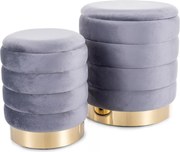 Pouf Britta Velvet con contenitore in velluto color grigio – set da 2