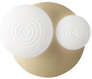 Plafoniera TONDO con base in metallo ORO e 2 diffusori in vetro soffiato