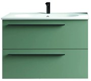 Mobile da bagno sotto lavabo musgo laccato opaco L 80 x H 55 x P 45 cm 2 cassetti, lavabo non incluso