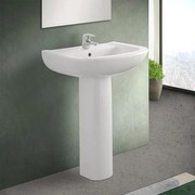 Lavabo con colonna 60 cm in ceramica bianco lucido    Miracle