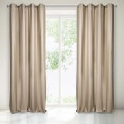 Tenda monocromatica beige decorata con filo d'argento 140 x 250 cm