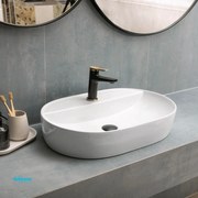 Lavabo D'Appoggio Da 61x40 Cm Finitura Bianco Lucido