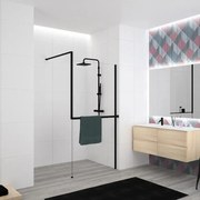 Walk-in eli design L 140 x H 200 cm, vetro 8 mm vetro senza finitura / trasparente nero