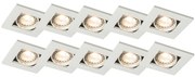 Set di 10 faretti incassati bianchi - Qure