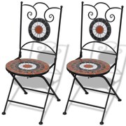 Sedie Da Bistrot Pieghevoli 2 Pz Ceramica Terracotta E Bianco /