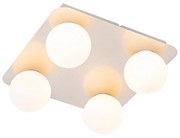 Moderna plafoniera per bagno in acciaio quadrata 4 luci - Cederic