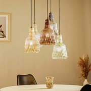 Lampada a sospensione in vetro Belarion Lindby, dimmerabile, Multicolore, Soggiorno / Sala da pranzo, Vetro, Vintage, Lampada a sospensione