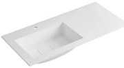 Lavabo integrale rettangolare vasca a sinistra L 100.5 x H 15 x P 46 cm in resina bianco