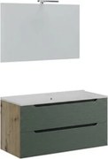 Mobile Bagno Sospeso Comfort 2 Cassetti Dogato 100 Cm Rovere Verde Salvia