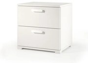 Comodino con 2 cassetti in truciolare bianco L 50 x H 49 x P 39 cm