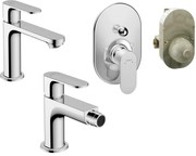 Hansgrohe Rebris S Set Miscelatori Lavabo Coolstart Bidet con scarico e Doccia 2 vie con Parte Incasso Cromo 72519000+72210000+72448000